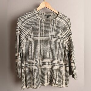 Eileen Fisher size L intarsia plaid sweater shell